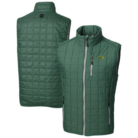 Men's Cutter & Buck Green NDSU Bison Rainier PrimaLoft Eco Insulated Full-Zip Puffer Vest
