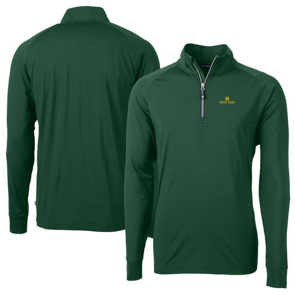 Men's Cutter & Buck Green Notre Dame Fighting Irish Adapt Eco Knit Quarter-Zip Pullover Jacket
