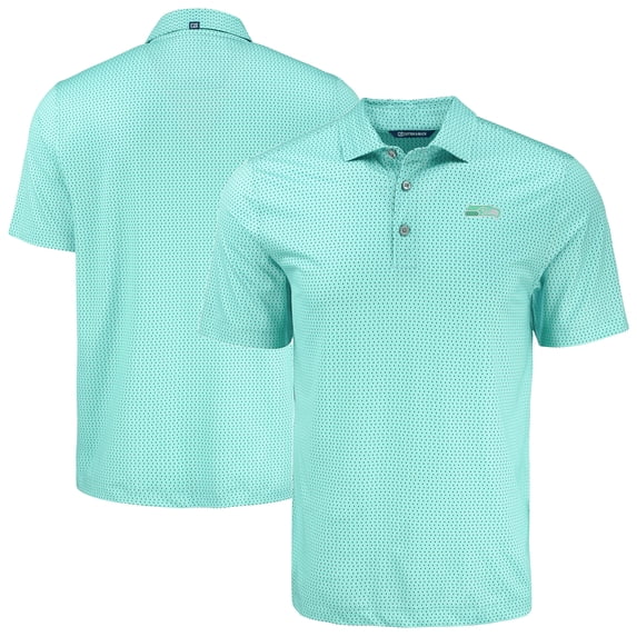Men's Cutter & Buck Green Seattle Seahawks Pike Eco Shadow Check Print Recycled Polo