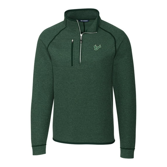 Men's Cutter & Buck Green South Florida Bulls Mainsail Half-Zip Pullover Jacket