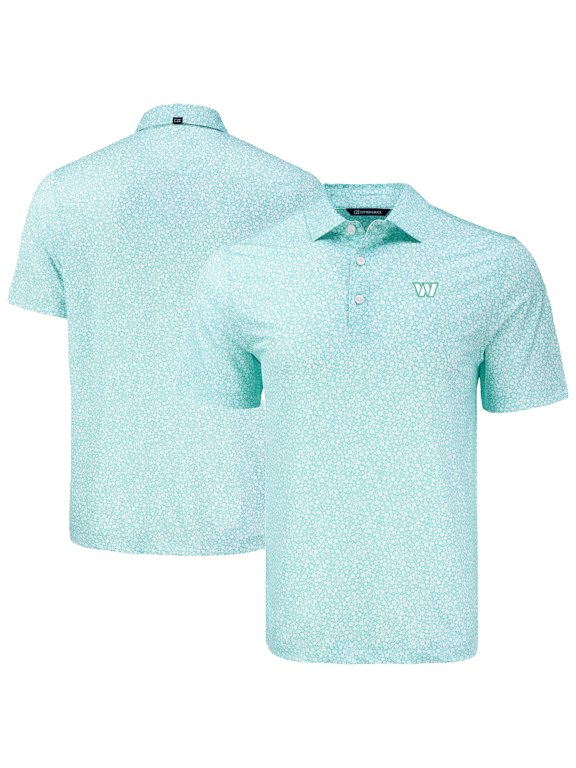 Men's Cutter & Buck Green Washington Commanders Pike Eco Flora Print Recycled Polo