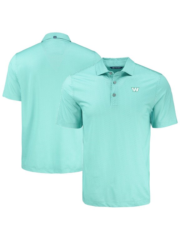 Men's Cutter & Buck Green Washington Commanders Pike Eco Shadow Check Print Recycled Polo