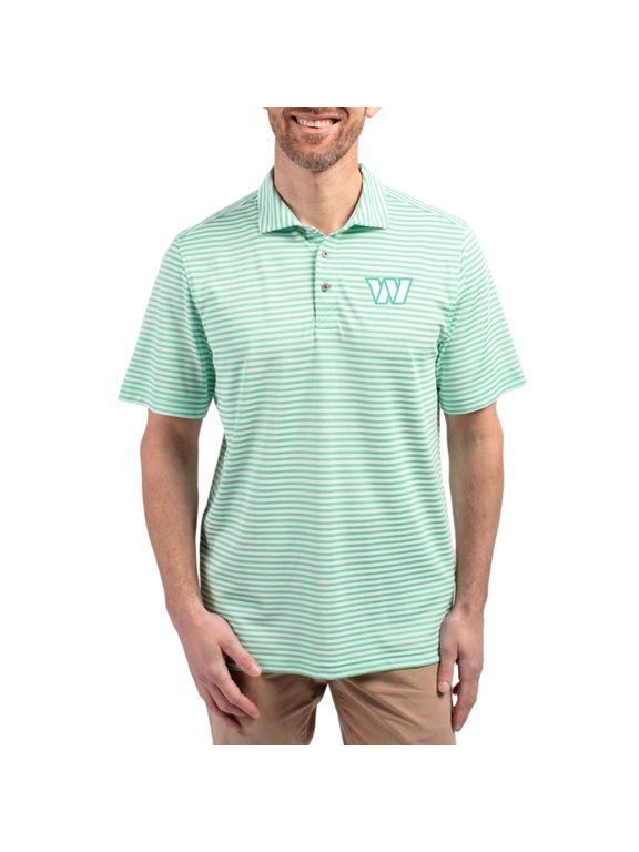 Men's Cutter & Buck Green Washington Commanders Virtue Eco Pique Stripe Recycled Polo