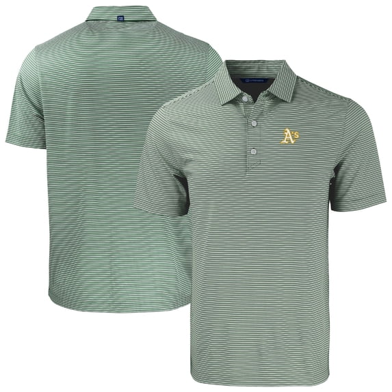 Men's Cutter & Buck Green/White Athletics Forge Eco Double Stripe Stretch Recycled Polo
