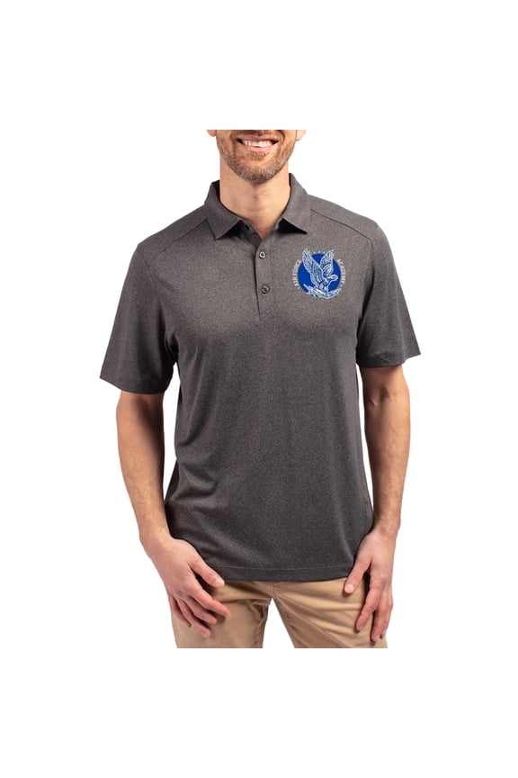Men's-Cutter & Buck  Heather Black Air Force Falcons Forge Eco Stretch Recycled Polo