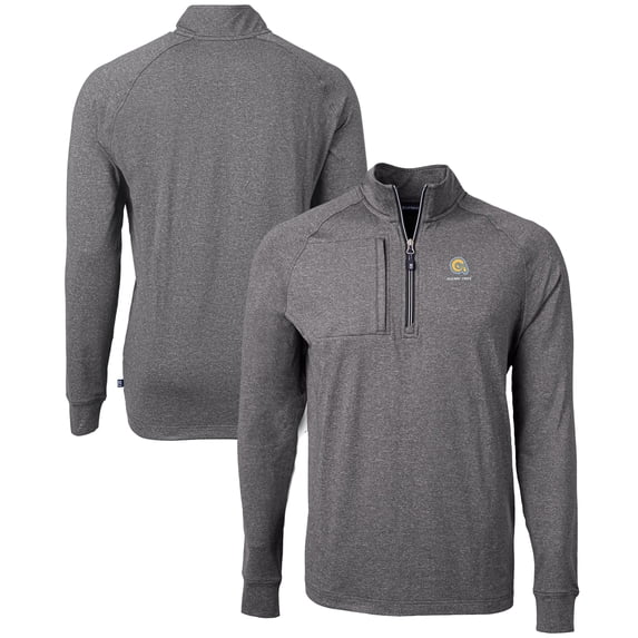 Men's Cutter & Buck Heather Black Albany State Golden Rams Big & Tall Adapt Eco Knit Quarter-Zip Pullover Top