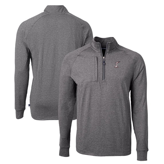 Men's Cutter & Buck Heather Black Albuquerque Isotopes Adapt Eco Knit Heather Recycled Quarter-Zip Pullover