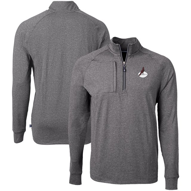 Men's Cutter & Buck Heather Black Arizona Cardinals Big & Tall Adapt Eco Raglan Quarter-Zip Jacket