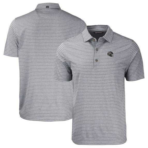 Men's Cutter & Buck Heather Black Atlanta Falcons Helmet Big & Tall Forge Eco Heather Stripe Stretch Recycled Polo