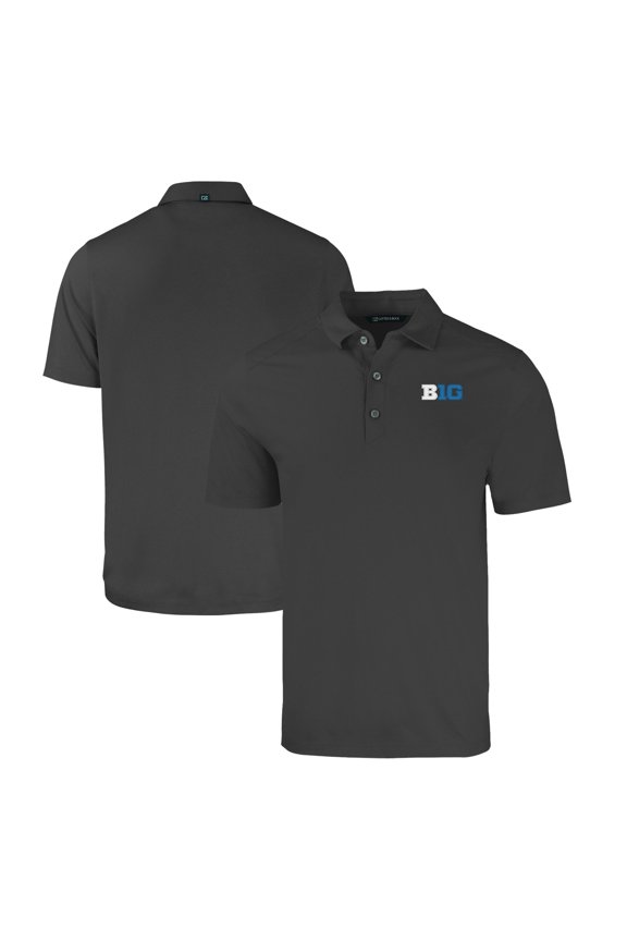 Men's Cutter & Buck  Heather Black Big Ten Gear Forge Eco Stretch Recycled Polo