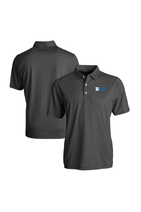 Men's Cutter & Buck  Heather Black Big Ten Gear Pike Eco Symmetry Print Stretch Recycled Polo