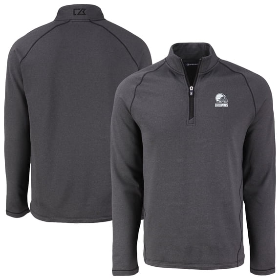 Men's Cutter & Buck Heather Black Cleveland Browns Peshastin Eco Fleece Recycled Half-Zip Pullover