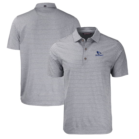 Men's Cutter & Buck Heather Black Creighton Bluejays Big & Tall Forge Eco Stripe Stretch Recycled Polo