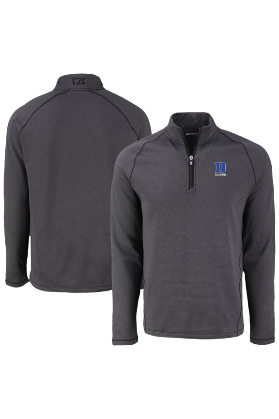 Men's Cutter & Buck  Heather Black Duke Blue Devils Peshastin Eco Fleece Recycled Quarter-Zip Top
