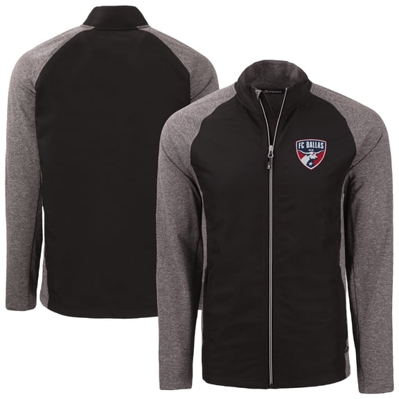 Men's-Cutter & Buck Heather Black FC Dallas Big & Tall Adapt Eco Knit Hybrid Recycled Full-Zip Jacket