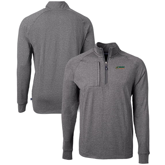 Men's Cutter & Buck Heather Black Florida A&M Rattlers Big & Tall Adapt Eco Knit Quarter-Zip Pullover Top