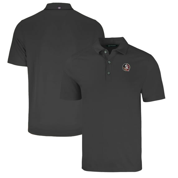 Men's Cutter & Buck Heather Black Florida State Seminoles Big & Tall Forge Eco Stretch Recycled Polo