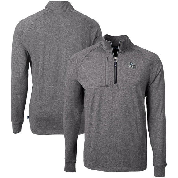 Men's Cutter & Buck Heather Black Indianapolis Colts Big & Tall Adapt Eco Raglan Quarter-Zip Jacket