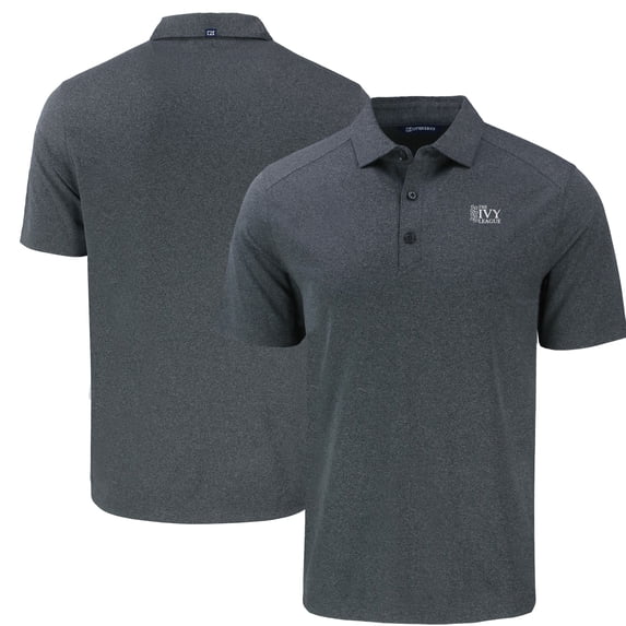 Men's Cutter & Buck Heather Black Ivy League Tri-Blend Forge Eco Stretch Recycled Polo