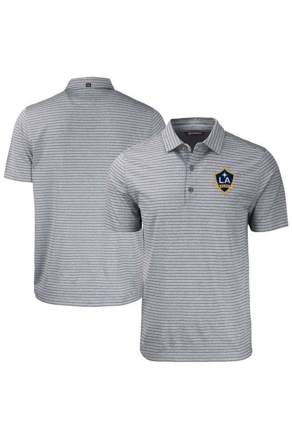 Men's-Cutter & Buck  Heather Black LA Galaxy Big & Tall Forge Eco Heather Stripe Stretch Recycled Polo