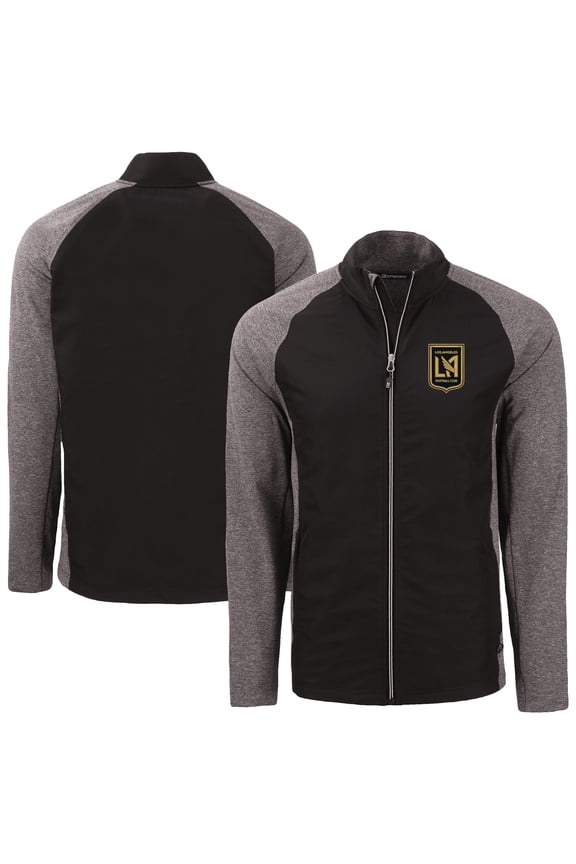 Men's-Cutter & Buck Heather Black LAFC Big & Tall Adapt Eco Knit Hybrid Recycled Full-Zip Jacket
