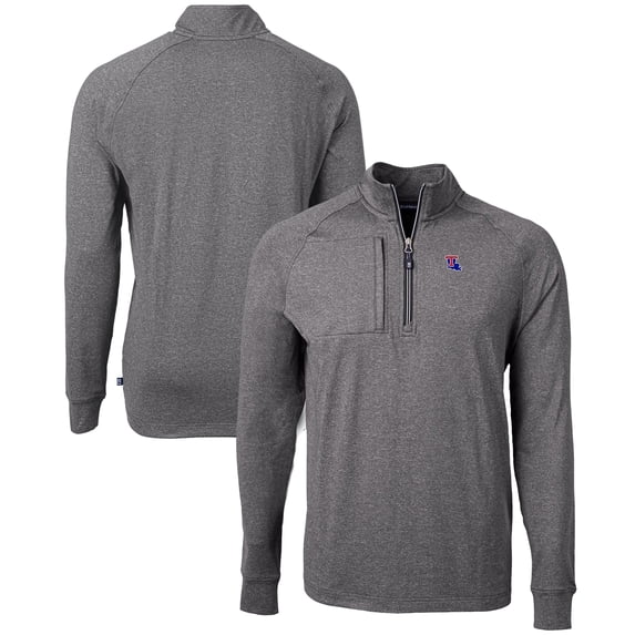 Men's Cutter & Buck Heather Black Louisiana Tech Bulldogs Big & Tall Adapt Eco Knit Quarter-Zip Pullover Top
