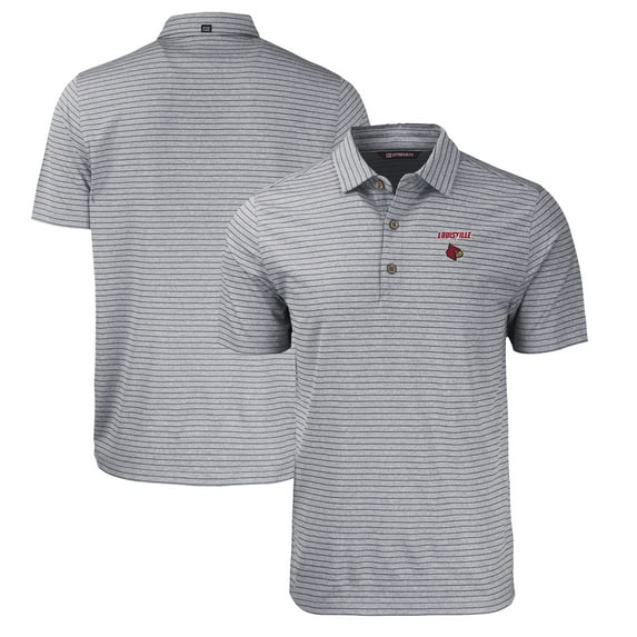 Men's Cutter & Buck Heather Black Louisville Cardinals Big & Tall Forge Eco Stripe Stretch Recycled Polo