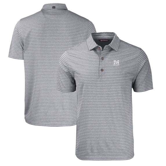 Men's Cutter & Buck Heather Black Morehouse Maroon Tigers Big & Tall Forge Eco Stripe Stretch Recycled Polo