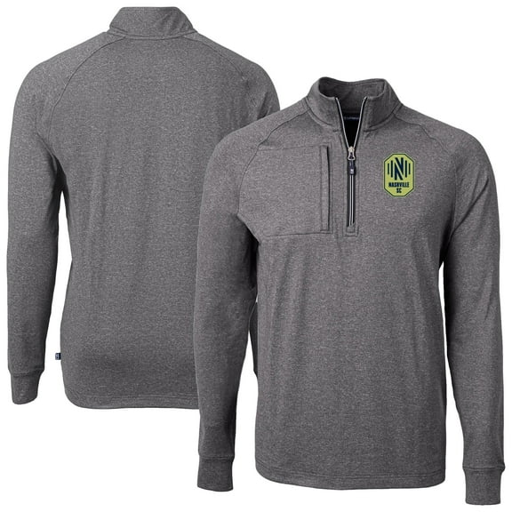 Men's Cutter & Buck Heather Black Nashville SC Big & Tall Adapt Eco Knit Quarter-Zip Top