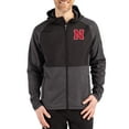 thumbnail image 1 of Men's Cutter & Buck Heather Black Nebraska Huskers Peshastin Eco Fleece Recycled Raglan Full-Zip Tri-Blend Hybrid Jacket, 1 of 2