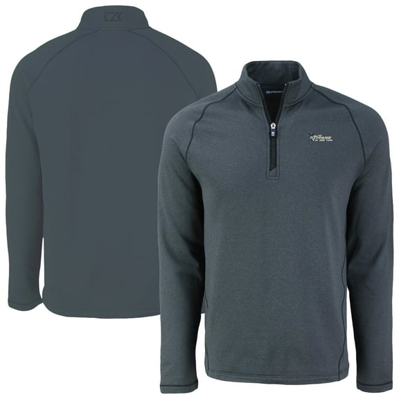 Men's Cutter & Buck Heather Black New York Jets Peshastin Eco Fleece Recycled Half-Zip Top