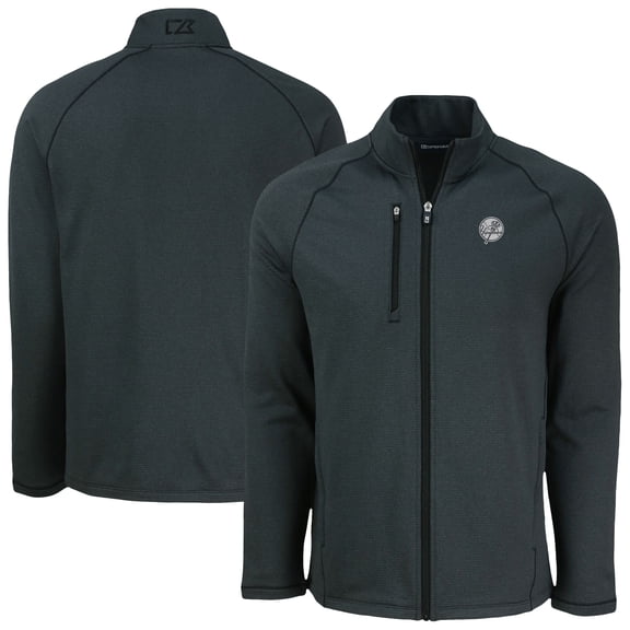 Men's Cutter & Buck Heather Black New York Yankees Peshastin Eco Fleece Recycled Raglan Full-Zip Jacket