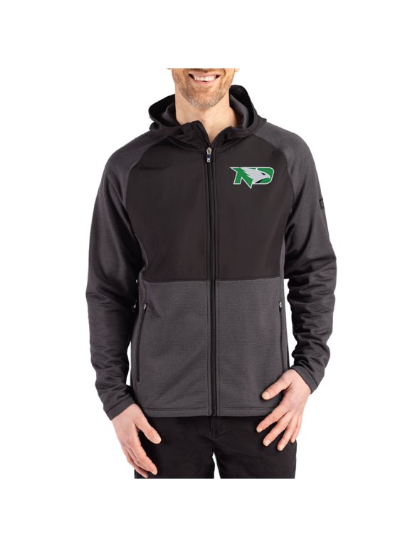 Men's Cutter & Buck Heather Black North Dakota Peshastin Eco Fleece Recycled Raglan Full-Zip Tri-Blend Hybrid Jacket