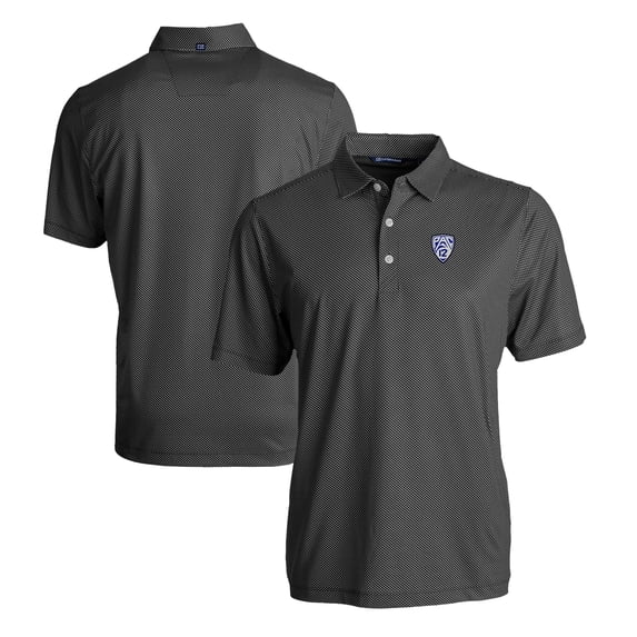 Men's Cutter & Buck Heather Black Pac-12 Gear Pike Eco Symmetry Print Stretch Recycled Polo