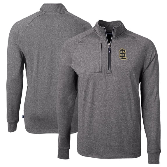 Men's Cutter & Buck Heather Black Salt Lake Bees Adapt Eco Knit Heather Big & Tall Quarter-Zip Pullover Top