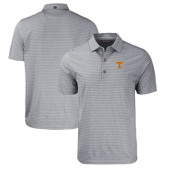 Men's Cutter & Buck Heather Black Tennessee Volunteers Big & Tall Forge Eco Heather Stripe Stretch Recycled Polo