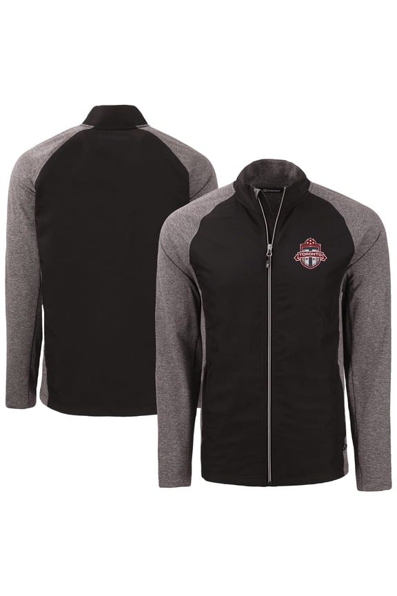 Men's-Cutter & Buck  Heather Black Toronto FC Adapt Eco Knit Hybrid Recycled Full-Zip Jacket