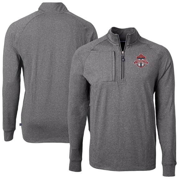 Men's Cutter & Buck Heather Black Toronto FC Big & Tall Adapt Eco Knit Quarter-Zip Top