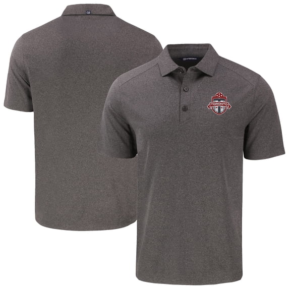 Men's-Cutter & Buck Heather Black Toronto FC Forge Eco Stretch Recycled Polo