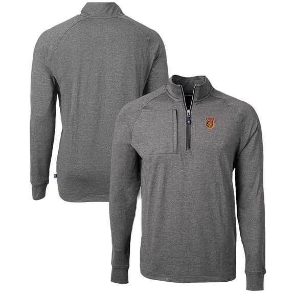 Men's Cutter & Buck Heather Black Tuskegee Golden Tigers Big & Tall Adapt Eco Knit Quarter-Zip Pullover Top