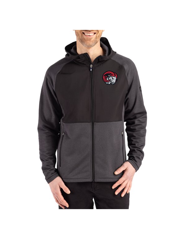 Men's Cutter & Buck Heather Black Winston-Salem State Rams Peshastin Eco Fleece Recycled Raglan Full-Zip Tri-Blend