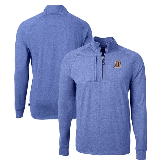 Men's Cutter & Buck Heather Blue Durham Bulls Adapt Eco Knit Heather Recycled Quarter-Zip Pullover