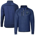 thumbnail image 1 of Men's-Cutter & Buck  Heather Blue San Jose Earthquakes Mainsail Sweater-Knit Half-Zip Raglan Jacket, 1 of 3