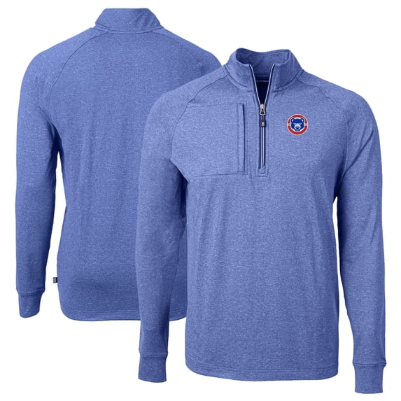 Men's Cutter & Buck Heather Blue South Bend Cubs Adapt Eco Knit Heather Big & Tall Quarter-Zip Pullover Top