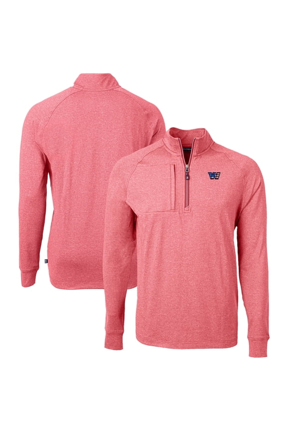 Men's Cutter & Buck Heather Burgundy Washington Commanders Big & Tall Adapt Eco Raglan Quarter-Zip Jacket