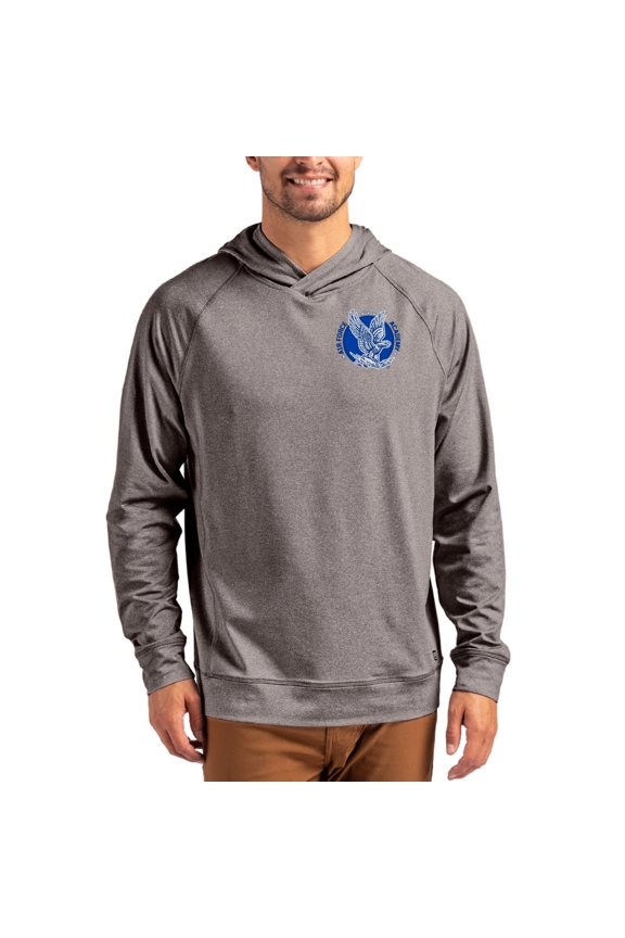 Men's Cutter & Buck Heather Charcoal Air Force Falcons Vault Logo Adapt Knit Raglan Pullover Hoodie