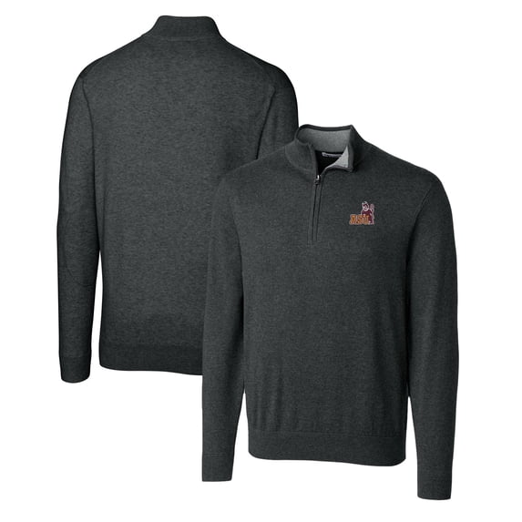 Men's Cutter & Buck Heather Charcoal Arizona State Sun Devils Lakemont Tri-Blend Big & Tall Quarter-Zip Pullover Sweater