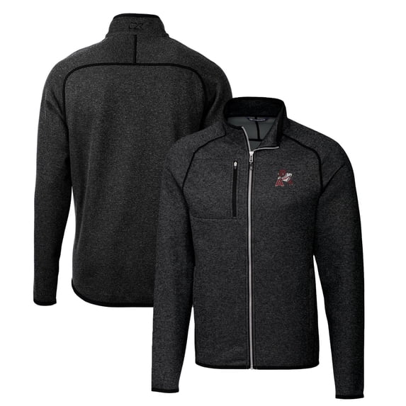 Men's Cutter & Buck Heather Charcoal Arkansas Razorbacks Mainsail Sweater-Knit Big & Tall Full-Zip Jacket