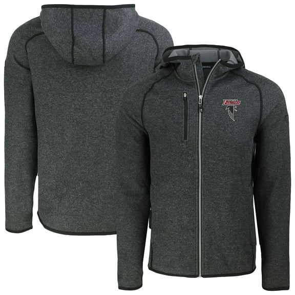 Men's Cutter & Buck Heather Charcoal Atlanta Falcons  Mainsail Hoodie Raglan Full-Zip Jacket