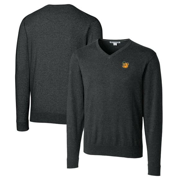 Men's Cutter & Buck Heather Charcoal Baylor Bears Lakemont Tri-Blend Big & Tall V-Neck Pullover Sweater